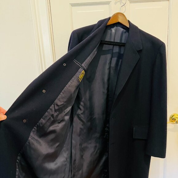 OXXFORD CLOTHES Barrington Topcoat Men’s 40 Wool Herringbone Navy Vintage - Picture 5 of 16